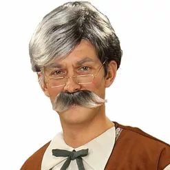 Geppetto Wig And Moustache - Grey