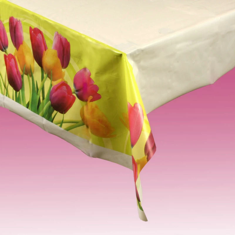 Blooming Tulips Plastic Tablecover 3 Blooming Tulips Plastic Tablecover