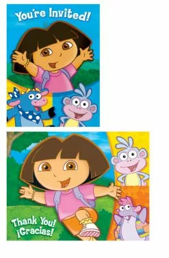 Dora & Friends 8 Invitations And 8 Thank You Postcards