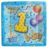 My 1st Birthday Blue Square Dinner Plates (8 Count)