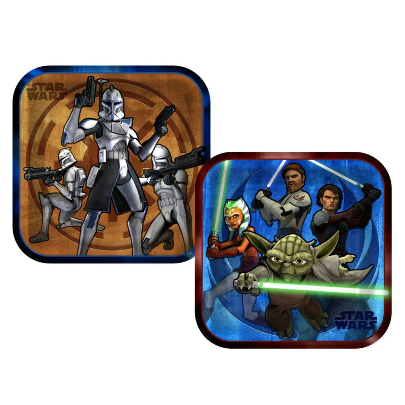 Star Wars: The Clone Wars Square Dinner Plates Assorted (8 Count 3 Star Wars: The Clone Wars Square Dinner Plates Assorted (8 Count