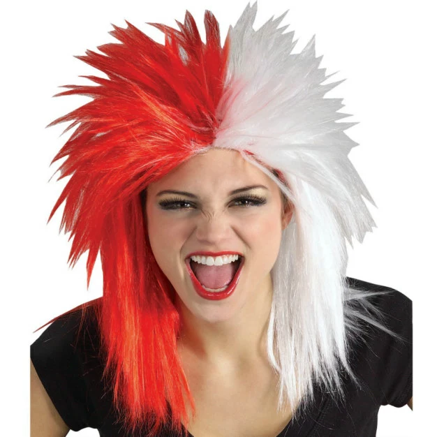 Red And White Sports Fanatic Wig 3 Red And White Sports Fanatic Wig