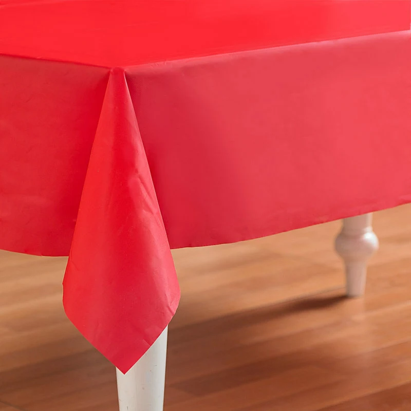 Red 54" X 108" Plastic Tablecover 3 Red 54" X 108" Plastic Tablecover