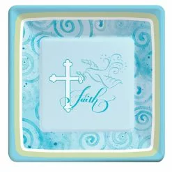Faithful Dove Blue Square Dessert Plates (8 Count)