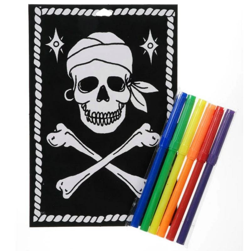 Pirate Skull And Crossbones Velvet Art Activity Kit 3 Pirate Skull And Crossbones Velvet Art Activity Kit