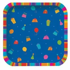 Birthday Stripes Dessert Plates (8 Count)