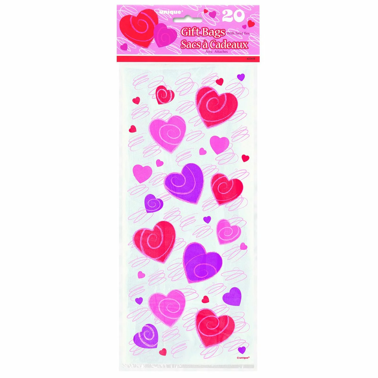 Hearts-A-Whirl Cello Bags (20 Count) 3 Hearts-A-Whirl Cello Bags (20 Count)