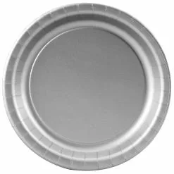 Shimmering Silver (Silver) Paper Dessert Plates (24 Count)