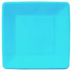 Bermuda Blue (Turquoise) Square Dessert Plates (18 Count)
