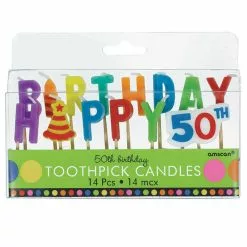 50th Birthday Toothpick Candles (14 Count)